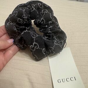 Fashion Black and Silver Patterned Scrunchie